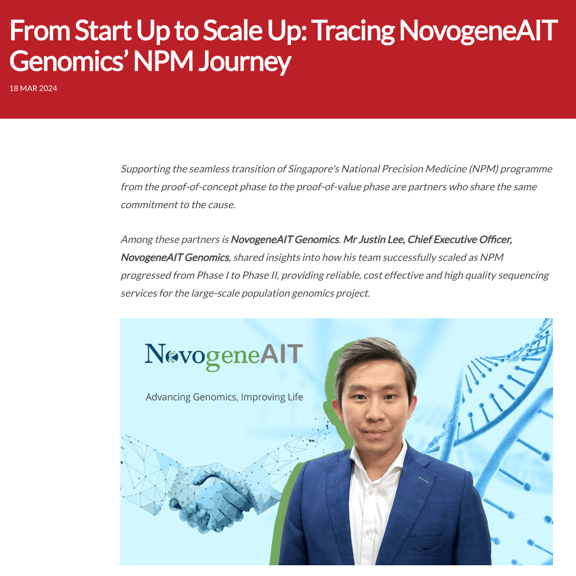 From Start Up to Scale Up: Tracing NovogeneAIT Genomics’ NPM Journey