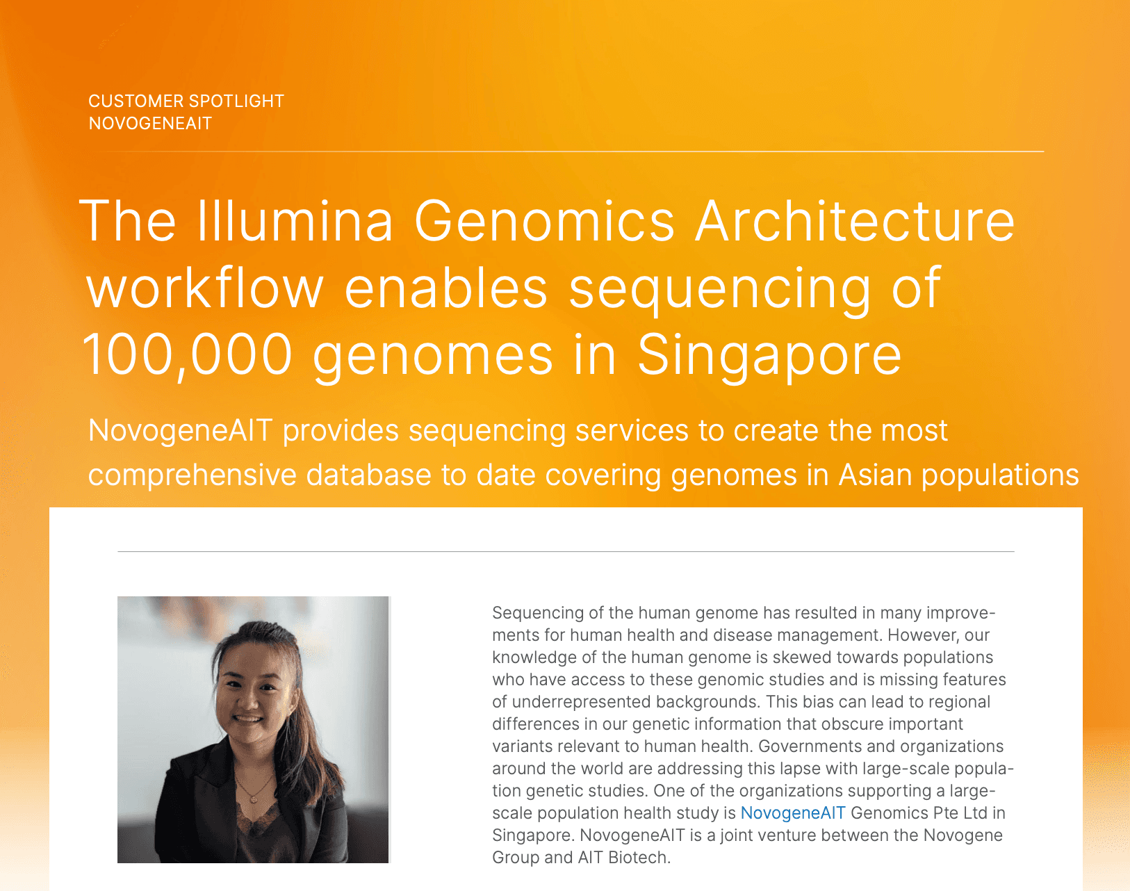 Illumina Genomics Architecture enables sequencing of 100,000 genomes in Singapore